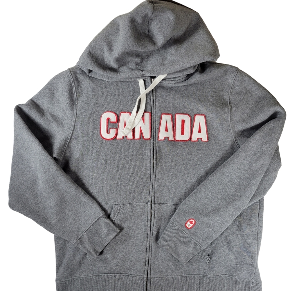Hudson's Bay Co CANADA Spellout Olympic Hoodie Mens Large Gray.
